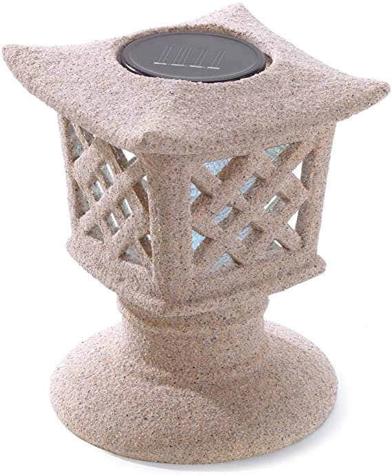 Gifts & Decor Solar Powered Ceramic Outdoor Pagoda Lamp