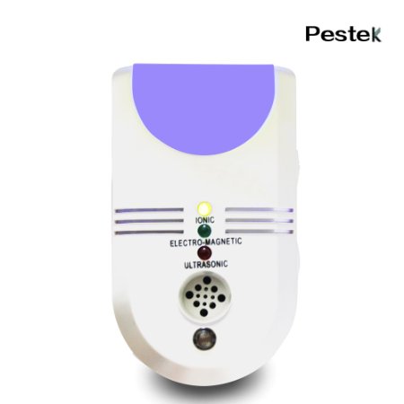 Pestek 5 in 1 Ultrasonic and Electromagnetic Pest Repeller with Ionic Air Purification and LED Night Light against All Types of Rodents and Insects