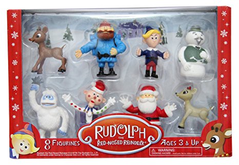 Rudolph the Red-Nosed Reindeer Main Characters PVC Figurine, Set of 8