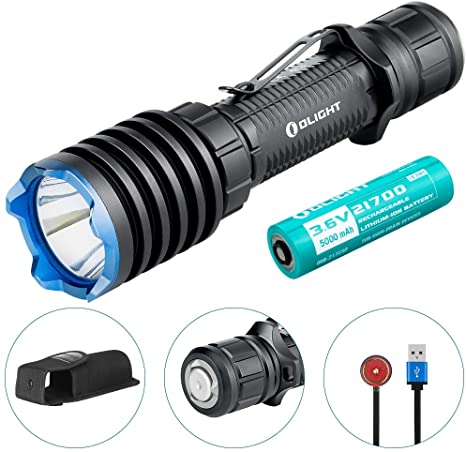 OLIGHT Warrior X Pro 2250 Lumens Neutral White USB Magnetic Rechargeable Tactical Flashlight with 600 Meter Beam Distance, Powered by 5000mAh 21700 Battery