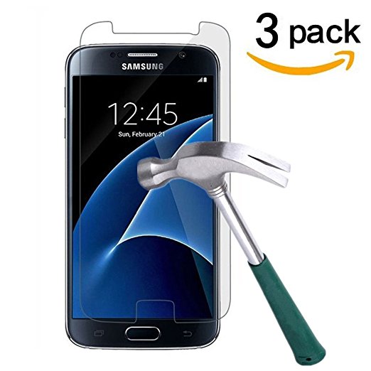 Galaxy S7 Screen Protector,TANTEK [Anti-Bubble] [HD Ultra Clear] Premium Tempered Glass Screen Protector for Samsung Galaxy S7(2016 March Released),[Lifetime Warranty]-[3Pack]