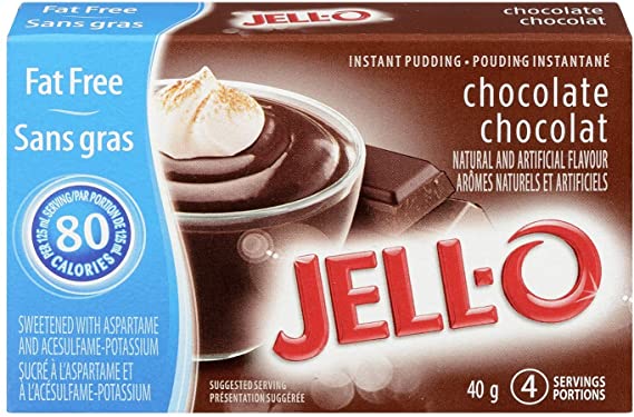 Jell-O Fat-Free Instant Pudding, Chocolate, 40g (Pack of 24)