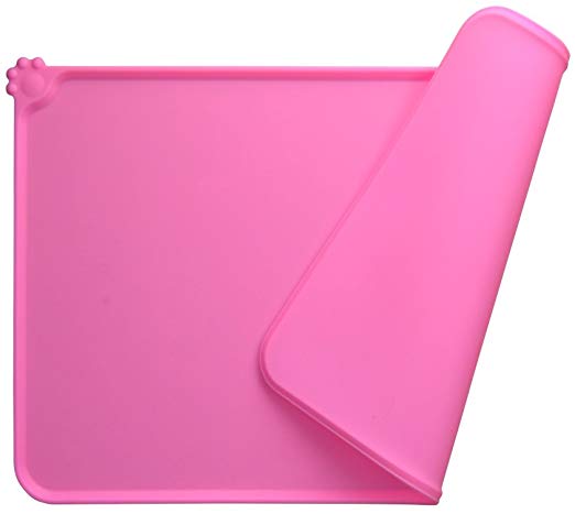 Dog Food Mat, Silicone Dog Cat Bowl Mat, Non Slip Waterproof Pet Feeding Mat FDA Grade Food Container Placemat for Small Animals