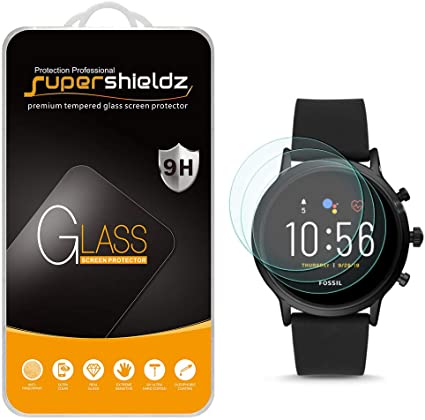 (3 Pack) Supershieldz for Fossil Gen 5 Smartwatch Carlyle HR Tempered Glass Screen Protector, Anti Scratch, Bubble Free