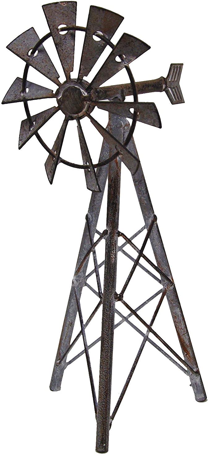 Oak Street Wholesale Galvanized Windmill for Miniature Garden, Fairy Garden