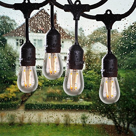 Salking Waterproof String Light for Patio, 48ft Fairy String with 15 x E26 Sockets and Hanging Loops for Indoor/Outdoor String Lights, Commercial String Lights (48Ft String Light)