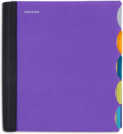 Mintra Office Durable PREMIUM Spiral Notebook, ((Purple, 5 Subject, 8.5in x 11in)), Fabric Covered Coils, No Snags, Removable Adjustable Pocket Dividers, Ruler, Organization, Customizable