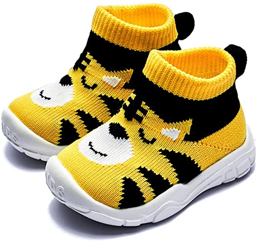 Baby Sneaker,Infant Non-Slip Soft Comforter Toddler Walkers for Boy Girls Elastic Sock Memory Insole Breathable Shoes Panda Tiger Prints American Flag Rainbow Stripe Moccasins