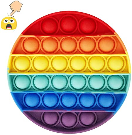 Push Pop Bubble Fidget Sensory Toy, Silicone Poppers Fidget Toy,Small Figit Toys Packages Stress Relief and Anti-Anxiety Figets Toys (Rainbow Circle)