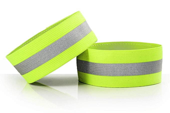 Reflective Ankle Bands,High Visibility Safety Reflective Adjustable Armbands Strap Perfect for Runners, Walkers, Cyclists and as Bike Pant Leg Straps(Pack of 2) Useful and Practical
