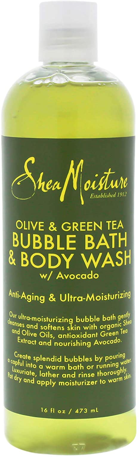 Shea Moisture Olive & Green Tea Bubble Bath Body Wash Anti-aging & Ultra-moisturzing for Unisex, 16 Ounce