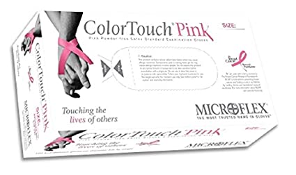 Microflex CTP-233-S Color Touch Pink Powder-Free Exam Gloves, S, Latex (Pack of 100)