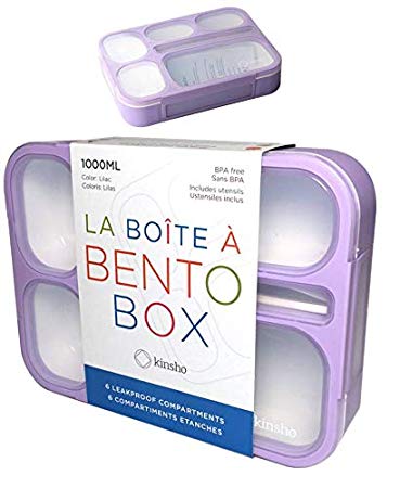 Bento BEST Lunch-box for Kids | Travel Containers for Women, Adults | 6 Compartment Lunch Box. Leakproof School Bentobox or Meal Planning Portion Container Boxes. BPA-Free (Purple Lilac)