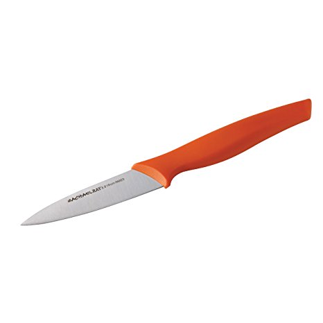 Rachael Ray Cutlery 3-1/2-Inch Japanese Stainless Steel Paring Knife with Orange Handle and Sheath