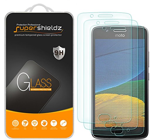 [3-Pack] Supershieldz For Motorola "Moto G5" Tempered Glass Screen Protector, Anti-Scratch, Anti-Fingerprint, Bubble Free, Lifetime Replacement Warranty