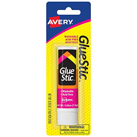 Avery Glue Stic White, 0.26 oz., Washable, Nontoxic, Permanent Adhesive, 1 Glue Stick (00161)