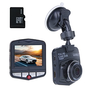 LANKA Full HD 1080P Dash Cam Digital Car DVR Driving Video Recorder Black Box Vehicle Camcorder, Built In G-Sensor, Loop Recording, Parking Monitor, Motion Detection, Black with 32GB Micro SD Card