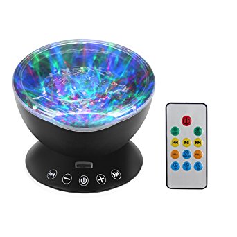 StarLight Ocean Wave Night Light Projector and Speaker with Seven Light Modes and Remote Control