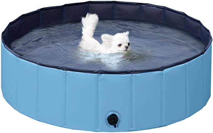 Yaheetech Foldable Hard Plastic Kiddie Baby Dog Pet Bath Swimming Pool Collapsible Dog Pet Pool Bathing Tub Kiddie Pool for Kids Pets Dogs Cats