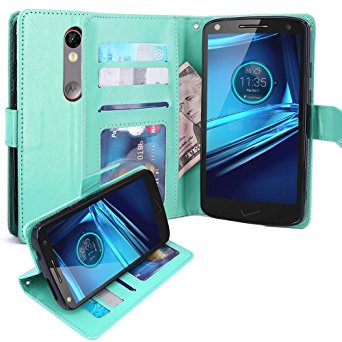 Droid Turbo 2 Case, LK Droid Turbo 2 Wallet Case, Luxury PU Leather Case Flip Cover Built-in Card Slots & Stand For Motorola Moto Droid Turbo 2, MINT