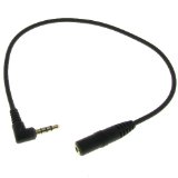 Valley 1 Foot TRRS 4-Pole 35mm Male Right Angle to 35mm Female Stereo Audio Cable