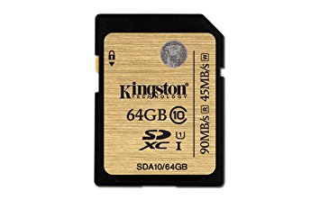 Kingston Digital 64GB SDXC Class 10 UHS-I Flash Card (SDA10/64GBET)