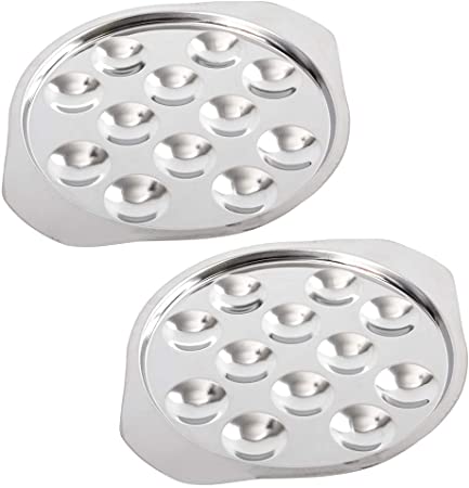 2 Packs Stainless Steel Snail Mushroom Escargot Plate Dishes 12 Compartment Holes