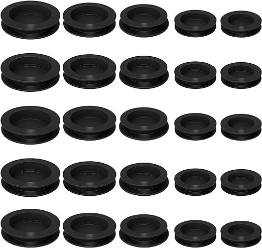 25 Pieces Rubber Saving Box Piggy Bank Plug Replacement Rubber Piggy Bank Stopper Cover Black Piggy Bank Plugs Cover (5 Sizes, Black)