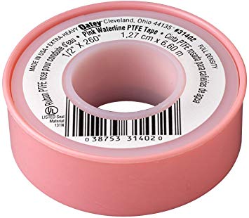 Oatey 31402D Water-Line Thread Seal Tape, 260 In L X 1/2 In W, 0.003 In T, Ptfe Backing, Pink, -450 To 500 Deg F, 1/2-Inch x 260-Inch