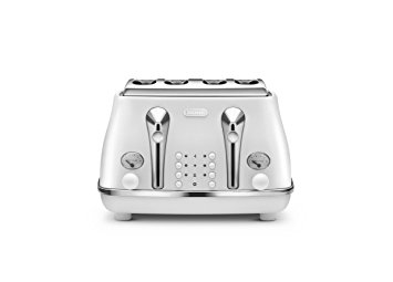 Delonghi CTOE4003.W Elements 4 Slot Toaster, 1800 W, White/Silver