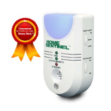 Home Sentinel - Indoor Pest Control Repeller with Ultrasonic Electromagnetic Ionizer and Auto Night Light