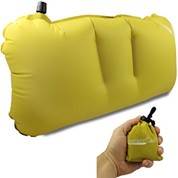 Ultralight 2.4 oz. Backpacking, Camping and Travel Inflatable, Compressible Air Pillow for Hiking, Motorcycle Trips, Airplanes and Lumbar Support By Instant Camp