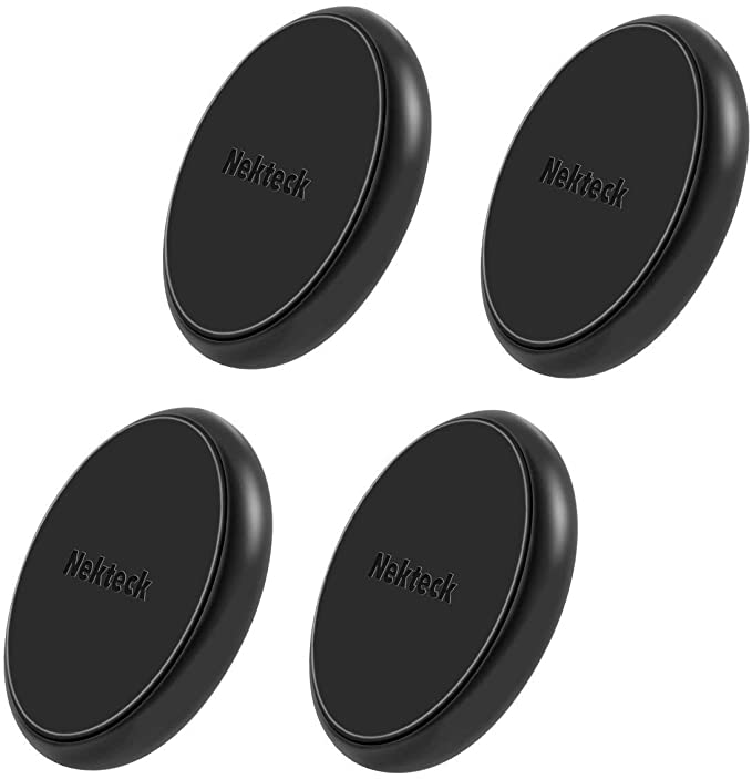 Nekteck Universal Stick on Flat Magnetic Car Mount Phone/Key Holder for iPhone X/8/7 6S/ 6 6 Plus, SE, Galaxy S9/S8 S6/S7 Note 9 8 5, LG G7 G6, Pixel 3/2 XL Nexus 6P 5X, Echo Dot More [4Pack]