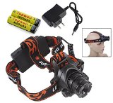 Topwell HEADLAMP CREE U2 LED 2000Lm 3 mode Zoomable Retractable Zoom Adjustable Light Waterproof Headlight Head lamp with 2 18650 37V 4000 mah Rechargeable battery and USA plug AC Charger