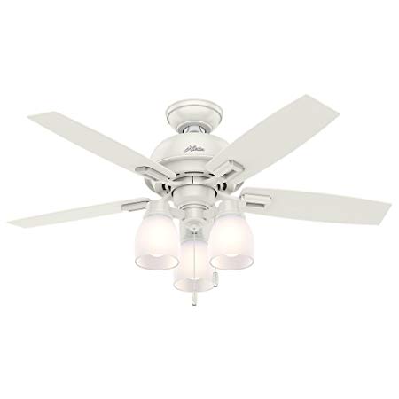 Hunter Fan Company 52229 Hunter 44" Donegan Three Fresh White Ceiling Fan with Light, Bronze/Dark