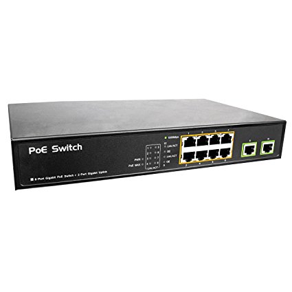BV-Tech 10 Port Gigabit PoE  Switch (8 PoE  Ports | 2 Uplink Ports) – 130W – 802.3at