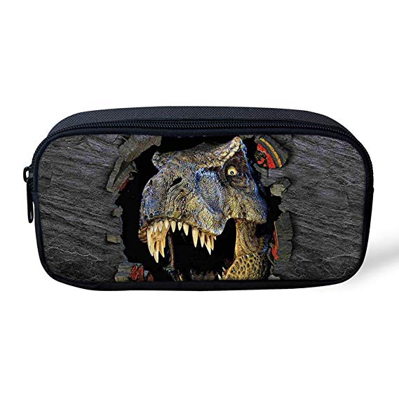 FOR U DESIGNS Cool Dinosaur Print Pencil Pouch Case Bag for Kids Girls Boys