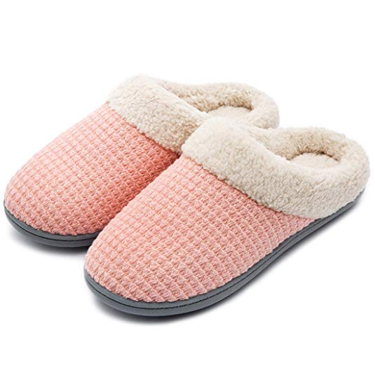 ULTRAIDEAS Women's Comfort Coral Fleece Memory Foam Slippers Plush Lining Slip-on Clog House Shoes for Indoor & Outdoor Use