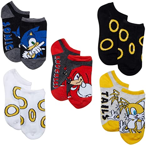 Sonic The Hedgehog Video Game Socks; No Show Character Socks For Boys; 5 Pack