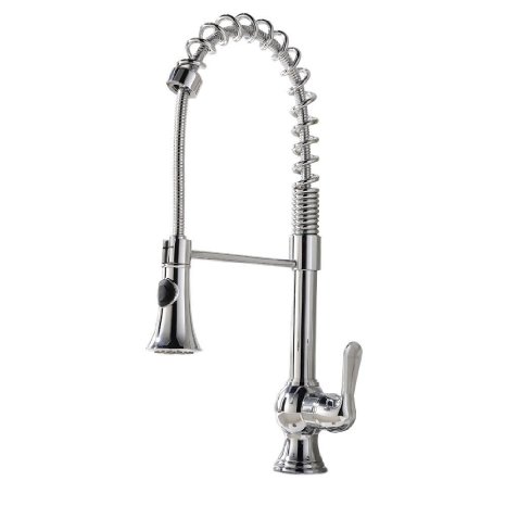 Ufaucet Modern High Arch Stainless Steel Plumbing Spiral Single Handle Commercial Pull Out Sprayer Kitchen Sink Faucet, Brushed Nickel Pull Down Kitchen Faucet No deck plate
