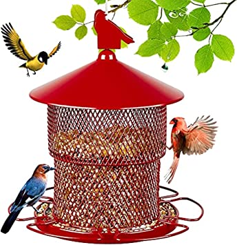 Squirrel Proof Bird Feeders, Retractable Wild Bird Feeder, Cardinal Bird Feeder for Outdoors Hanging Mesh Bird Feeder Garden Decoration