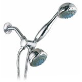 Hydroluxe Deluxe 24-setting 3-way-Shower-Combo - 5 Full Setting High Power Shower-Head and Hand-Shower Angle-Adjustable Overhead Bracket and 5 Super Flexible Stainless-Steel-Hose