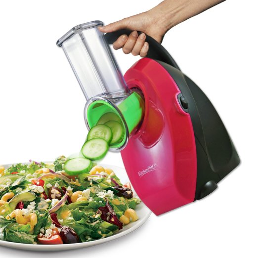 KitchenPRO Electric Salad Slicer Shredder Food Processor with No-Mess Handle