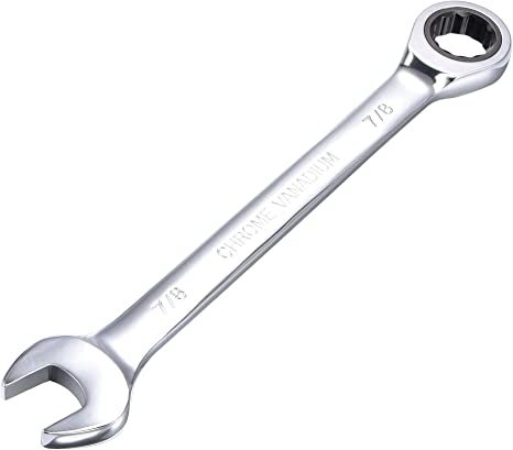 uxcell 7/8 Inch Ratcheting Combination Wrench SAE 72 Teeth 12 Point Ratchet Box Ended Spanner Tools, Cr-V