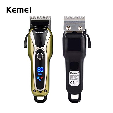 KEMEI Men's Rechargeable Cordless Hair Clipper Razor Electric Professional Shaver Beard Trimmer Grooming Shaving Machine Self Hair Cutting Haircut Trimmer Cutter