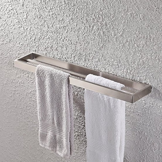 KES Bathroom Double Towel Bar Wall Mount Brushed Finish, SUS304 Stainless Steel, A23001-2