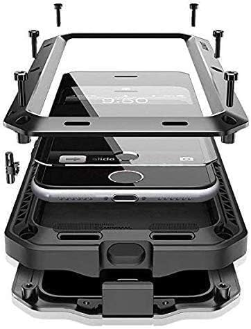 CarterLily 2024 iPhone 12 Pro Max Case Cover Full Body Shockproof Dustproof Waterproof Aluminum Alloy Metal Gorilla Glass Cover Case for iPhone 12 Pro Max 6.7 inch (Black)