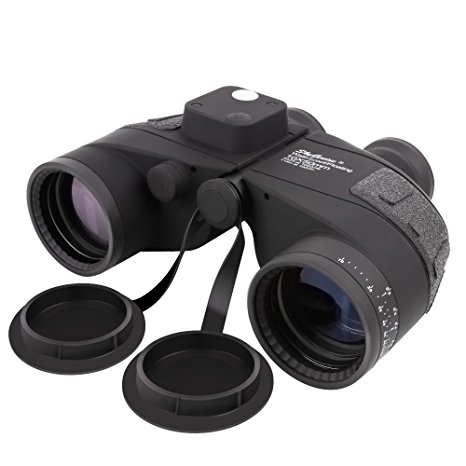 SkyGenius 10X50 Rangefinder Binoculars with Compass, BAK4 Prism Marine binoculars for Military sailing boating outdoor hunting bird watching (Waterproof, Fog-proof and Floating)