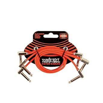 Ernie Ball 12 inch Flat Ribbon Patch Cable 3-Pack - Red