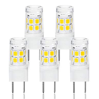LED G8 Light Bulb, G8 GY8.6 Bi-pin Base LED, Not Dimmable T4 G8 Base Bi-pin Xenon JCD Type LED 120V 50W Halogen Replacement Bulb for Under Counter Kitchen Lighting (5-Pack) (G8 3W Daylight)